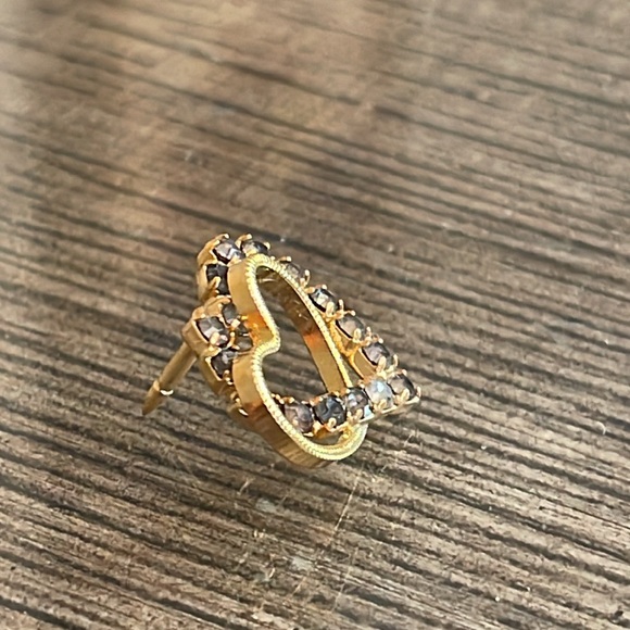 Vintage Interlocking Heart Grey Rhinestone Pin - Picture 6 of 16